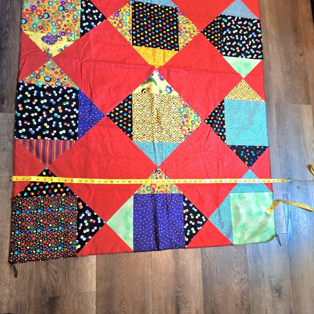 Whimsical Dragon Characters Patchwork Quilt Top, Handmade, NWOT